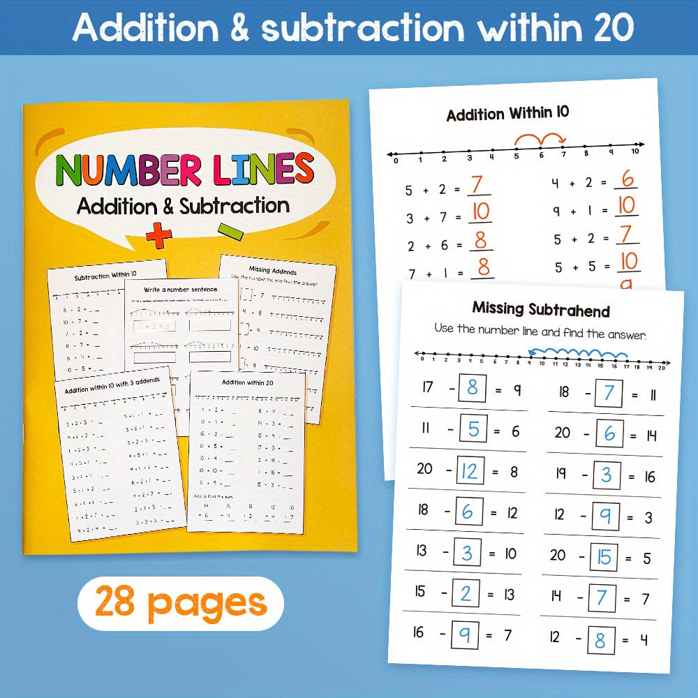 LACHILLY Number Lines Addition & Subtraction Workbook for Ages 6-12