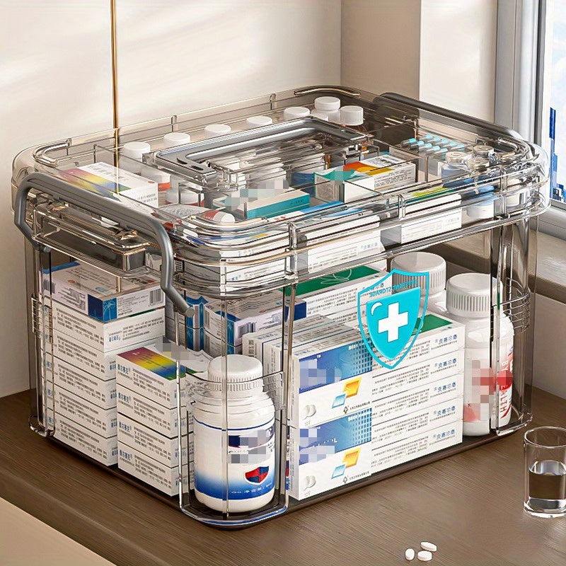 Plastic Medicine Organizer Double Layer Storage Box - Water Resistant