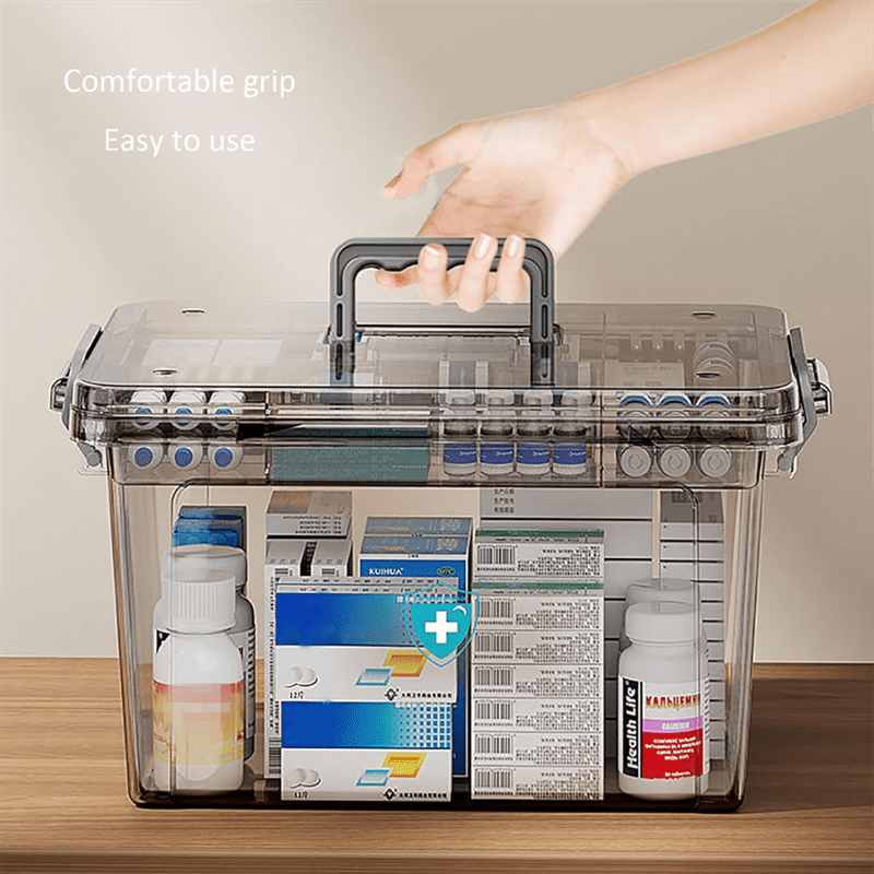 Plastic Medicine Organizer Double Layer Storage Box - Water Resistant