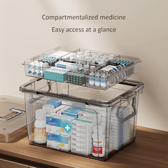 Plastic Medicine Organizer Double Layer Storage Box - Water Resistant