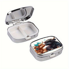 2 Compartment Cow Pill Box Pocket Decorative Organizer Gift