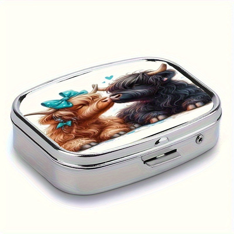 2 Compartment Cow Pill Box Pocket Decorative Organizer Gift