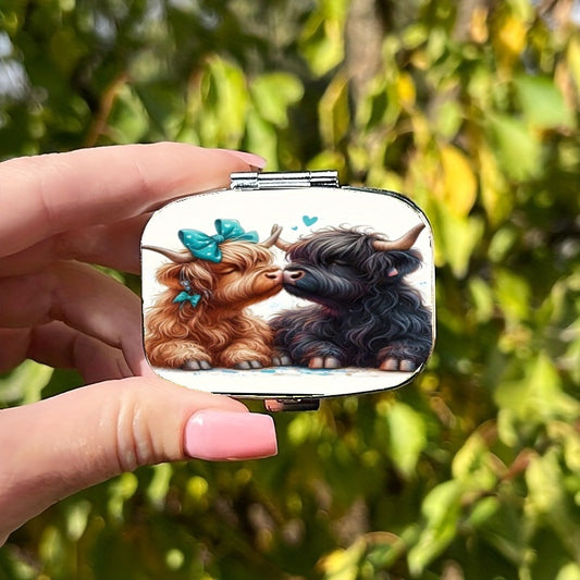 2 Compartment Cow Pill Box Pocket Decorative Organizer Gift