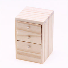 Dollhouse Mini Wooden Bedside Table 6 Drawer Storage & Mirror