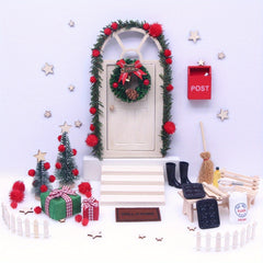 Elf Door Christmas Decor Flower Vine Wreath Mini Tree Gift Boxes