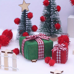 Elf Door Christmas Decor Flower Vine Wreath Mini Tree Gift Boxes