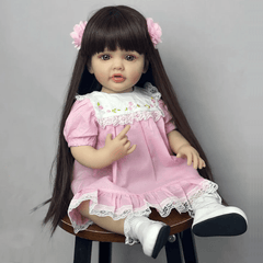 Realistic Pink Princess Doll with Long Hair, Clothes & Accessories