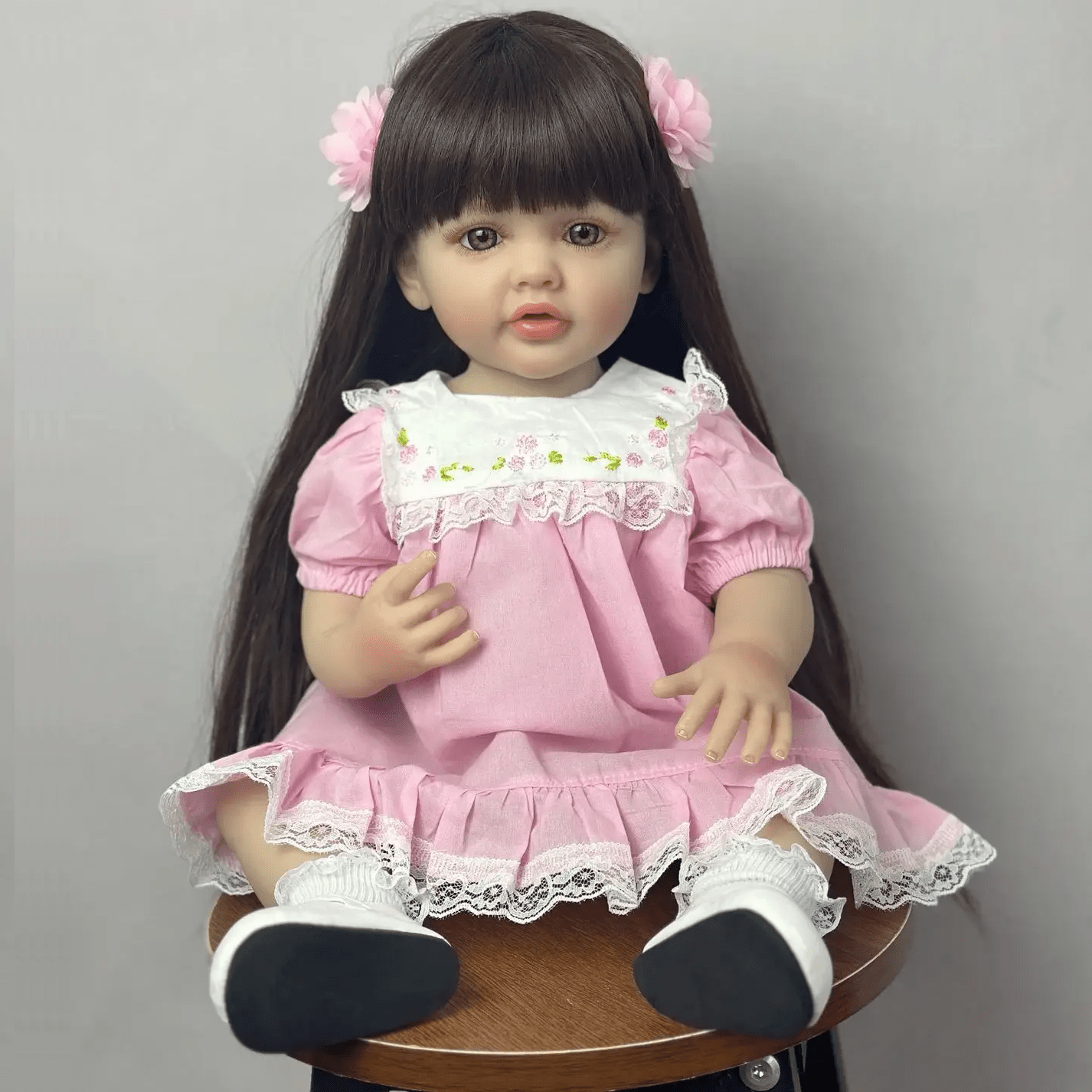 Realistic Pink Princess Doll with Long Hair, Clothes & Accessories