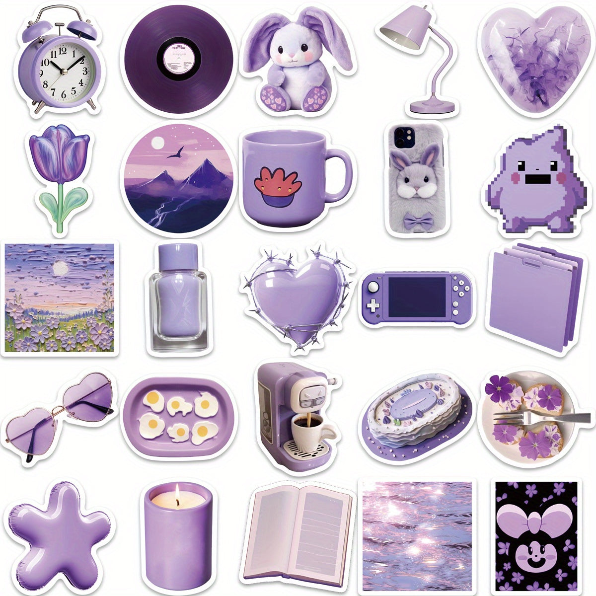 56pcs Purple Minimalist Sticker for Various Uses