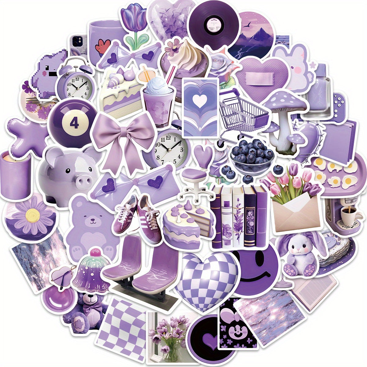 56pcs Purple Minimalist Sticker for Various Uses