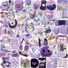 56pcs Purple Minimalist Sticker for Various Uses