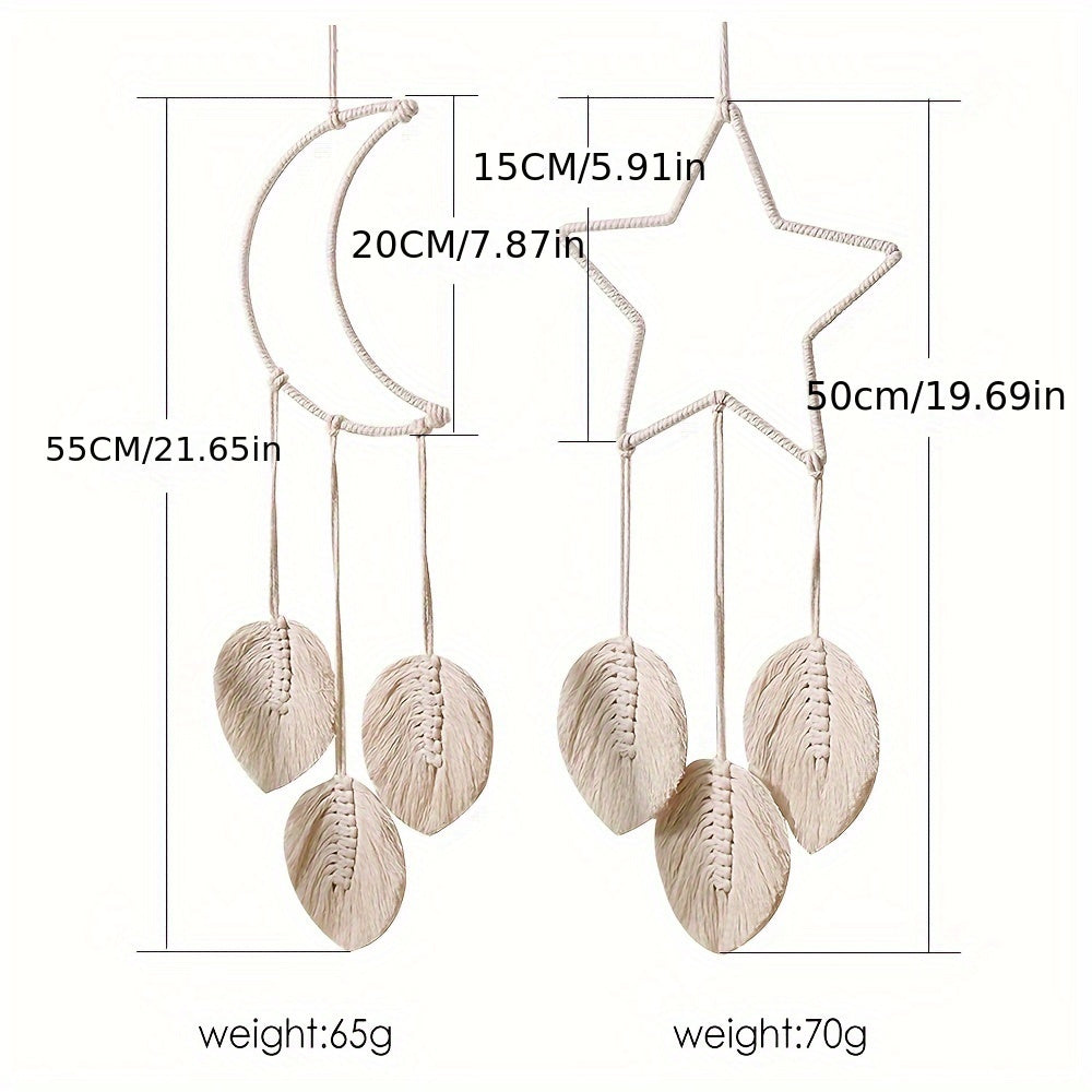 Bohemian Handwoven Star Dream Catcher Moon Tapestry Wall Hanging