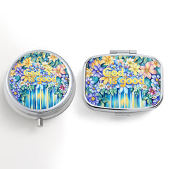 Faith Patterned Pill Boxes Set of 2 with 3 & 2 Compartments