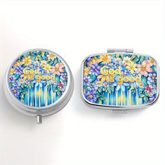 Faith Patterned Pill Boxes Set of 2 with 3 & 2 Compartments