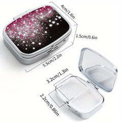 2PCS Star Glitter Pill Box Set Metal Medication Organizers