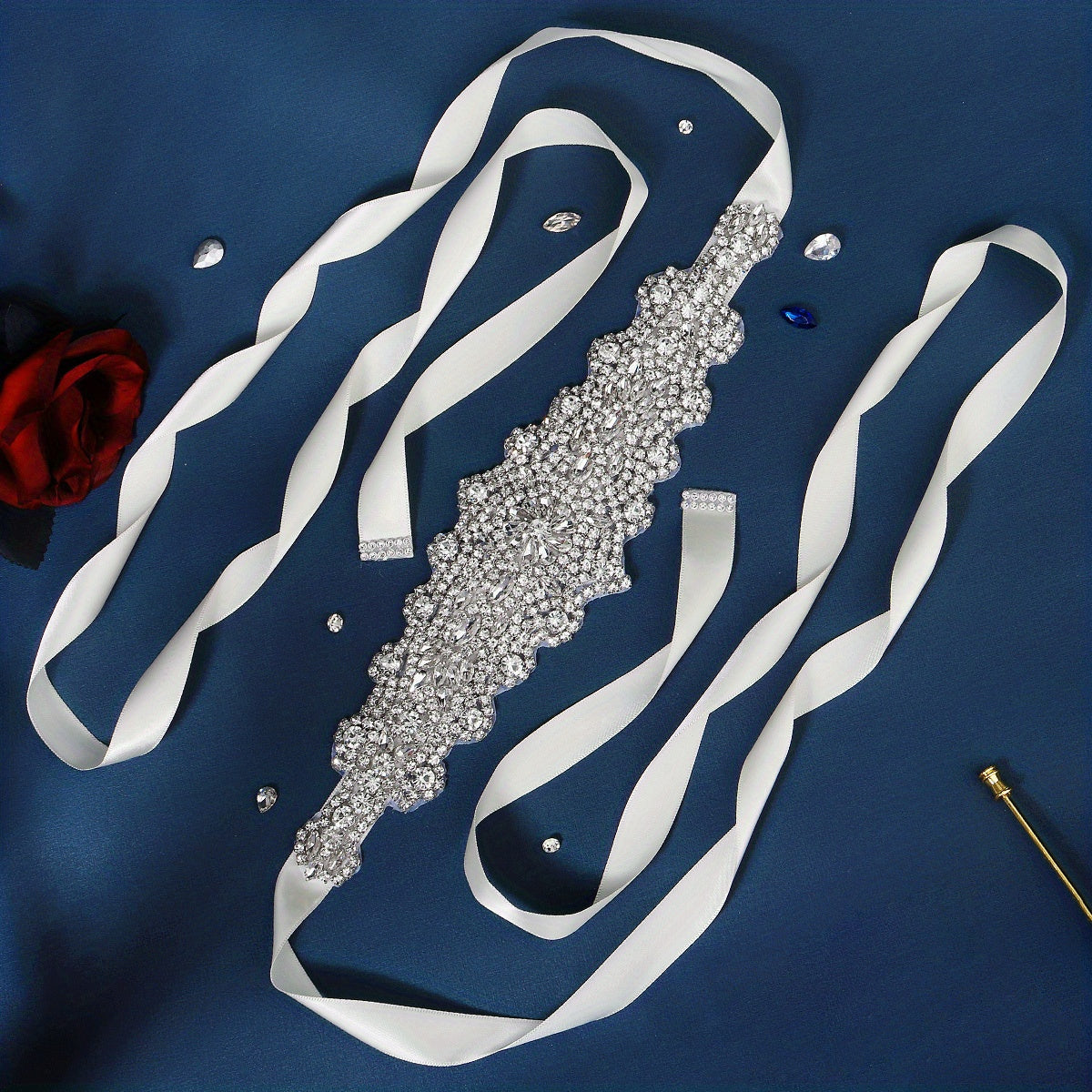 Sparkling Rhinestone Waist Belt for Bridal Wedding Events