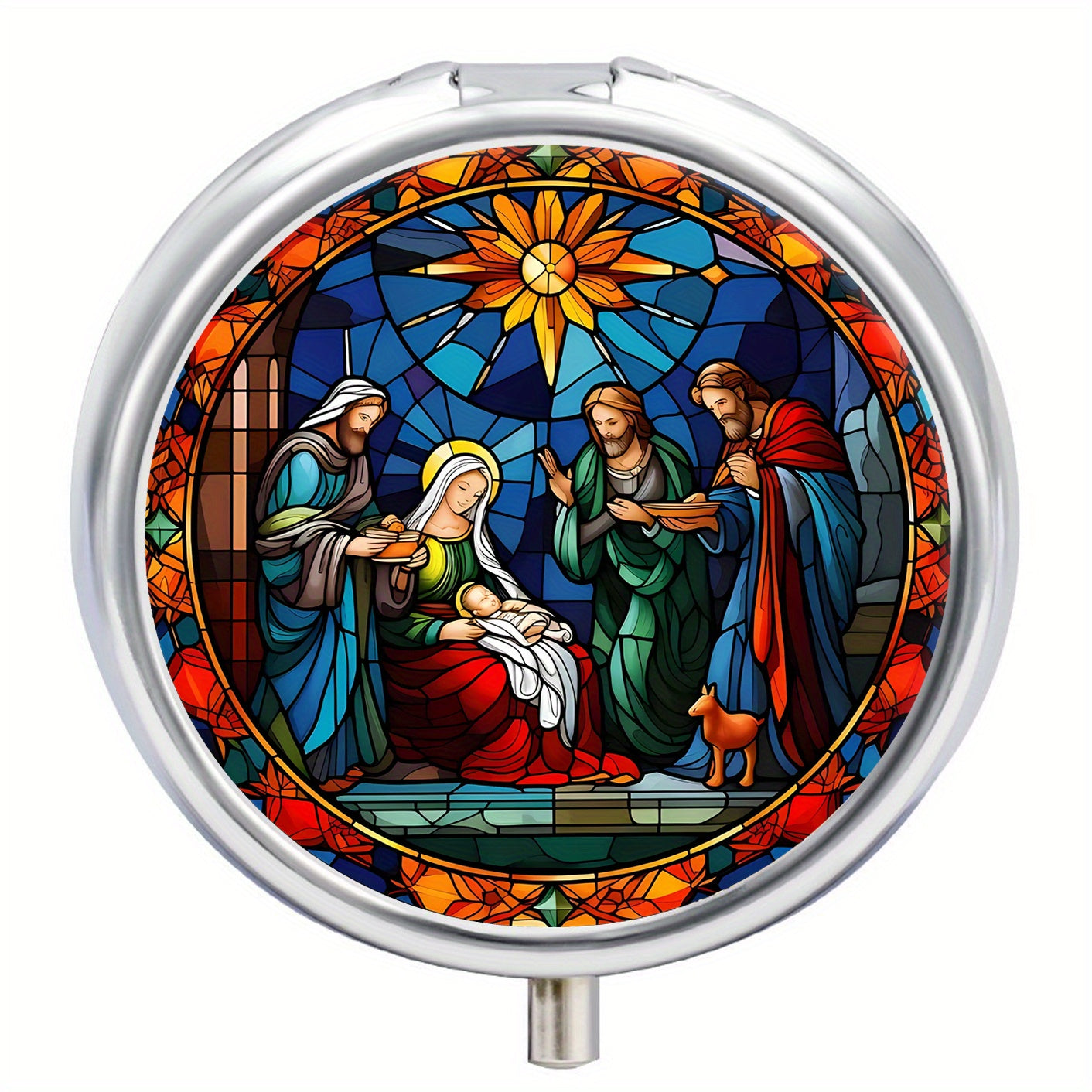 Retro Jesus Pill Box 3 Compartment Medicine Organizer