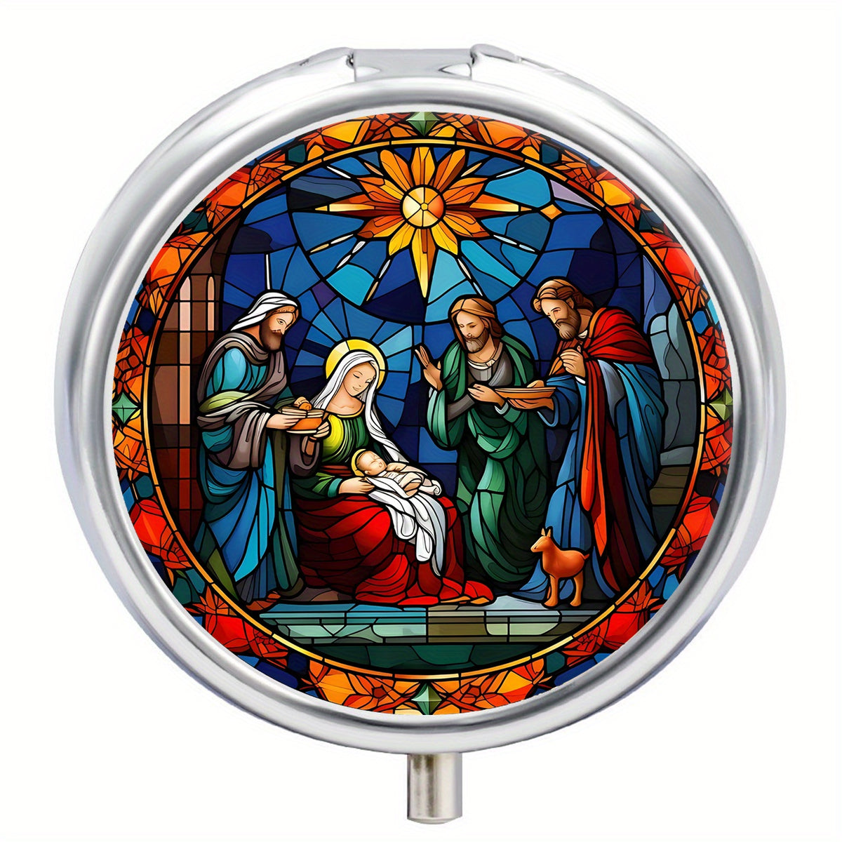 Retro Jesus Pill Box 3 Compartment Medicine Organizer