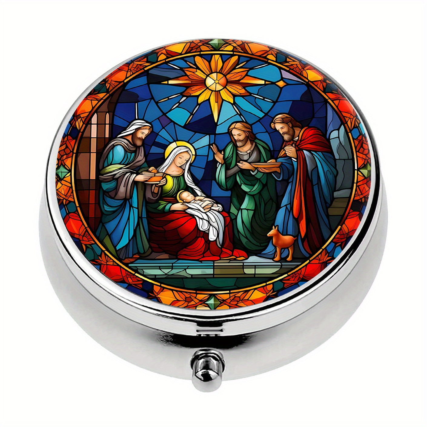 Retro Jesus Pill Box 3 Compartment Medicine Organizer