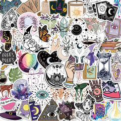 50pcs Witchy Vinyl Stickers Reusable Halloween Assorted Colors