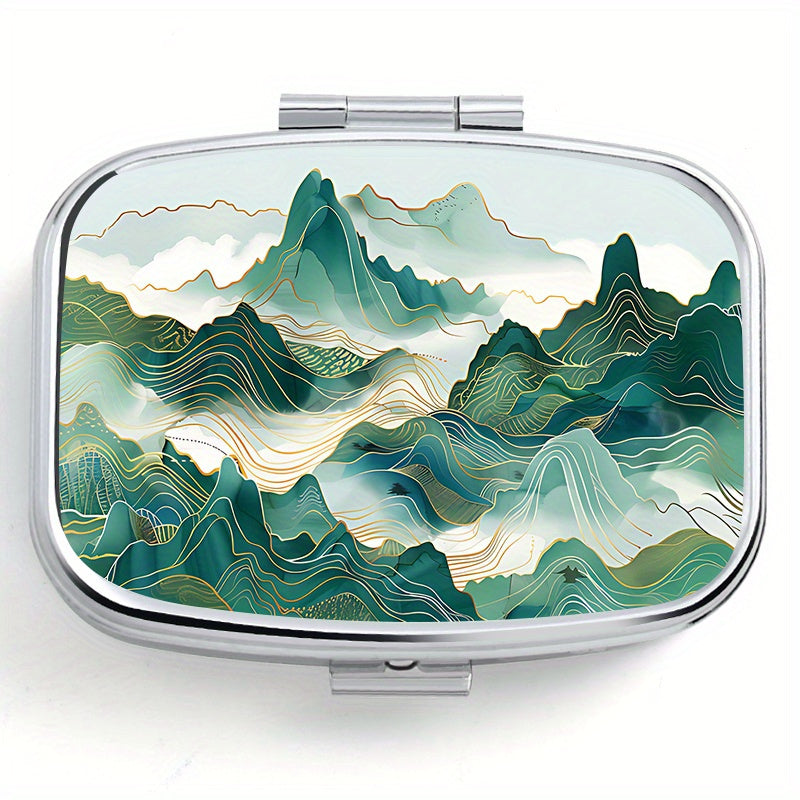 Scenic Print Pill Organizer Box for Travel Daily Use