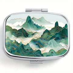 Scenic Print Pill Organizer Box for Travel Daily Use