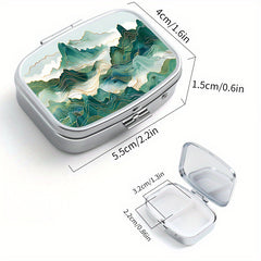 Scenic Print Pill Organizer Box for Travel Daily Use