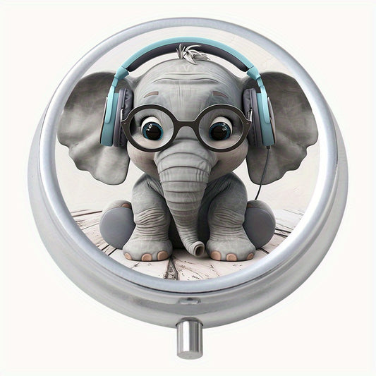 Elephant Pattern Medicine Organizer w/ 3 Compartments