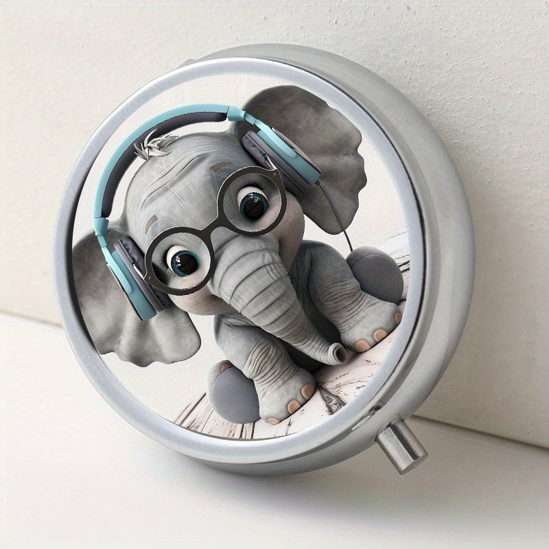 Elephant Pattern Medicine Organizer w/ 3 Compartments