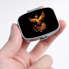 Phoenix Print Pill Organizer Metal Case for Travel & Outdoor