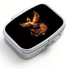 Phoenix Print Pill Organizer Metal Case for Travel & Outdoor