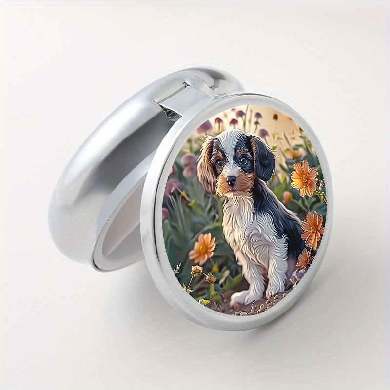 Charming Puppy & Floral Print Pill Case 3 Compartment