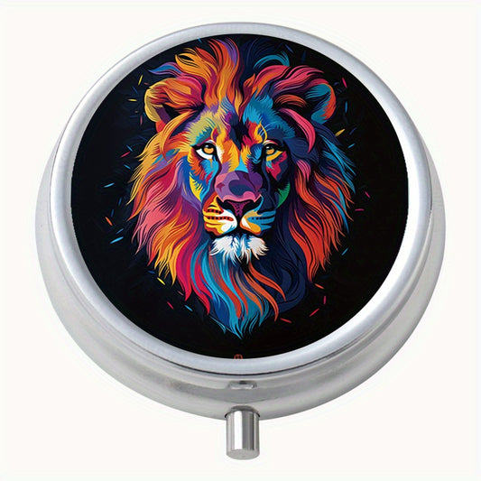 Colorful Lion Portable Pill Organizer Mini Medicine Box for Travel & Outdoor
