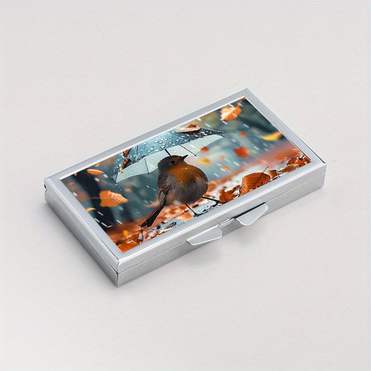 Bird Pattern Printed Rectangular Medicine Box 7 Compartment Pill Box
