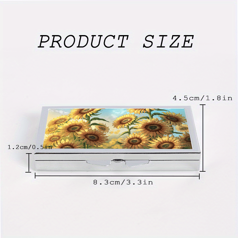 Sunflower Print 7 Compartment Pill Box Organizer Portable & Moisture Proof