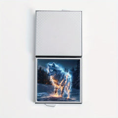 Ice Flame Wolf Print Pill Organizer Metal Case