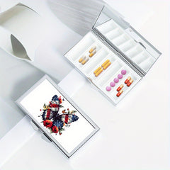 Butterfly Pattern 7 Compartment Pill Box for Travel