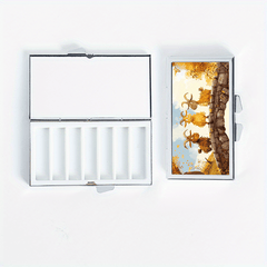 Three Lambs Pattern Printing Portable Pill Box 7 Compartment Pocket Purse