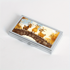 Three Lambs Pattern Printing Portable Pill Box 7 Compartment Pocket Purse