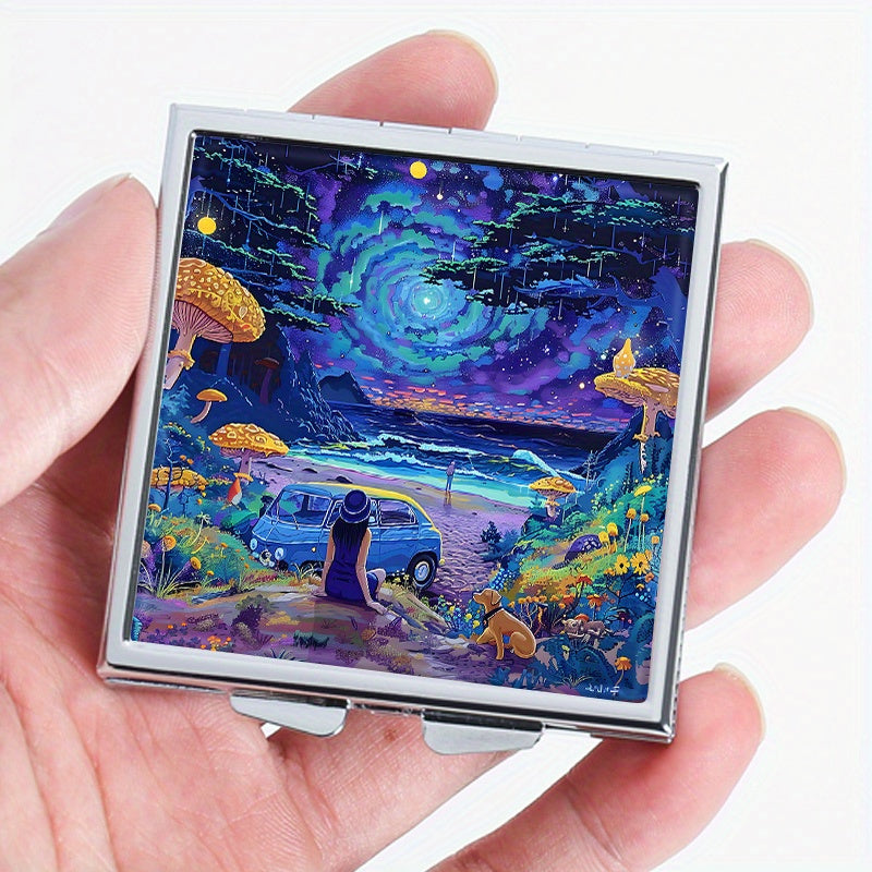 Compact 4 Compartment Pill Organizer with Seaside Portable Medicine Box