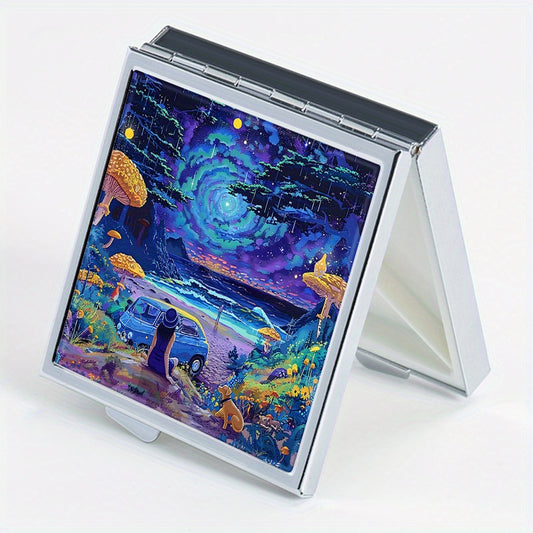 Compact 4 Compartment Pill Organizer with Seaside Portable Medicine Box