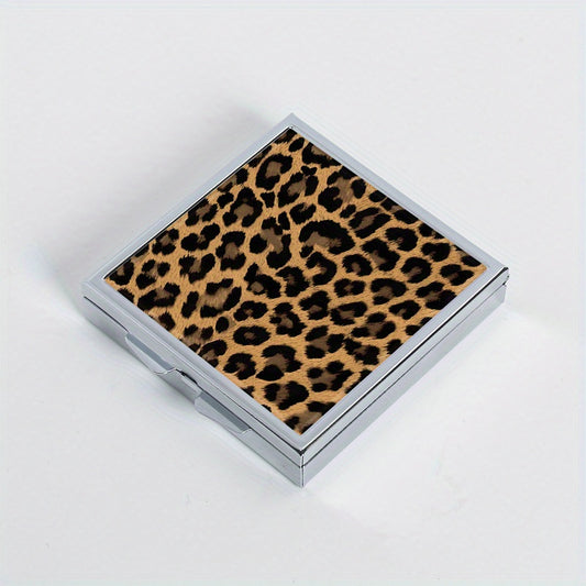 Leopard Print Medicine Box 4 Compartment Pill Box Portable Travel Outdoor
