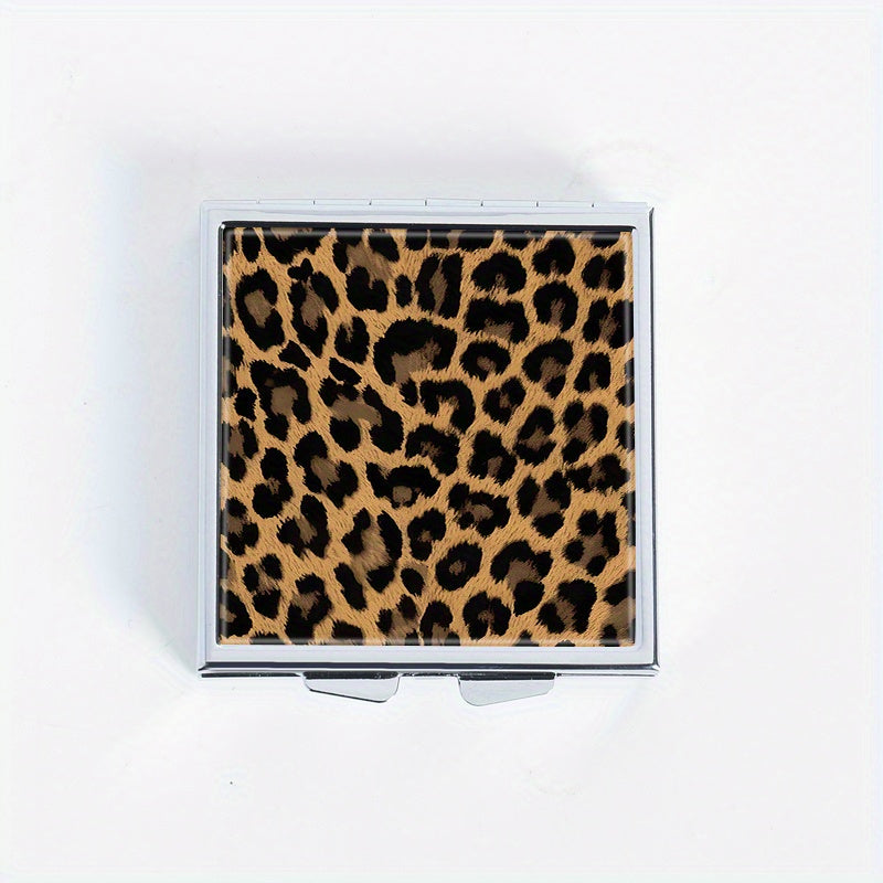 Leopard Print Medicine Box 4 Compartment Pill Box Portable Travel Outdoor