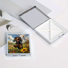 Garden Puppy Print Pill Box 4 Compartment Metal Storage Case