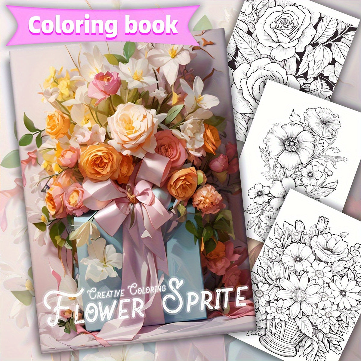 Flower Elf Coloring Book Deluxe Edition Emotional Release Gift 22 Pages 29x20cm