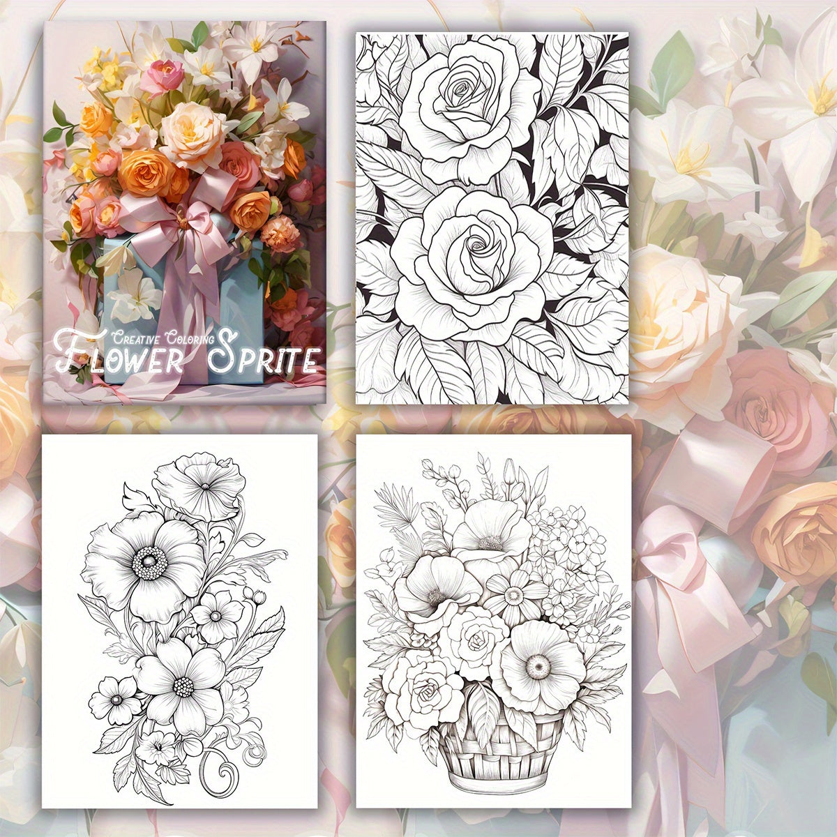 Flower Elf Coloring Book Deluxe Edition Emotional Release Gift 22 Pages 29x20cm