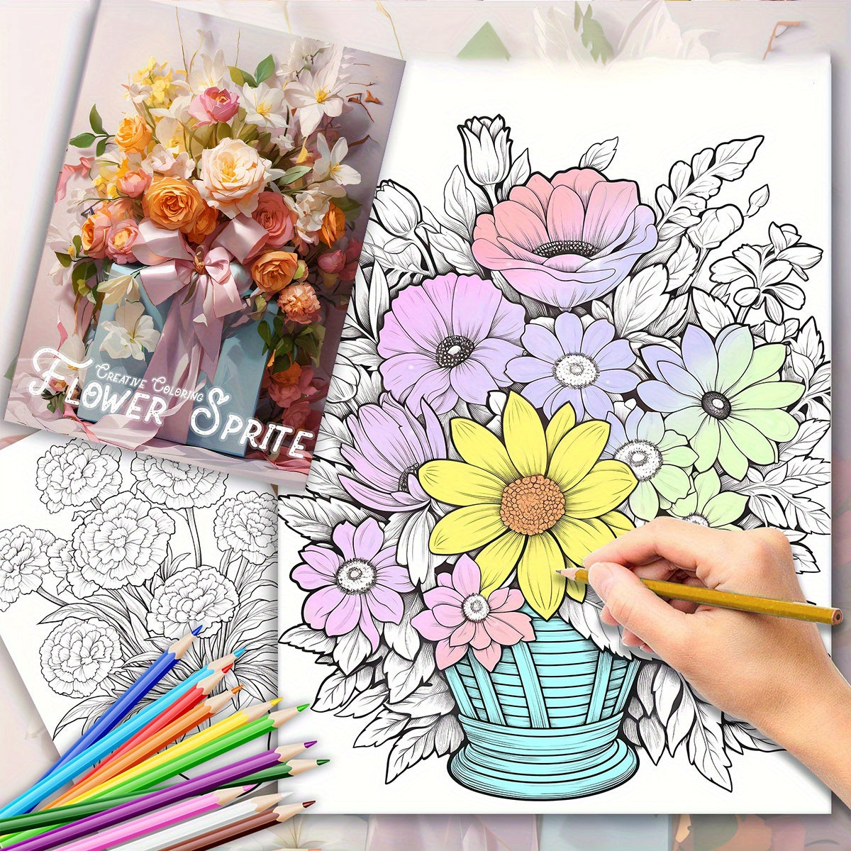Flower Elf Coloring Book Deluxe Edition Emotional Release Gift 22 Pages 29x20cm