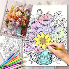 Flower Elf Coloring Book Deluxe Edition Emotional Release Gift 22 Pages 29x20cm