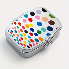 Colorful Polka Dot Print Square Pill Box 2 Compartment Mini Medicine Case