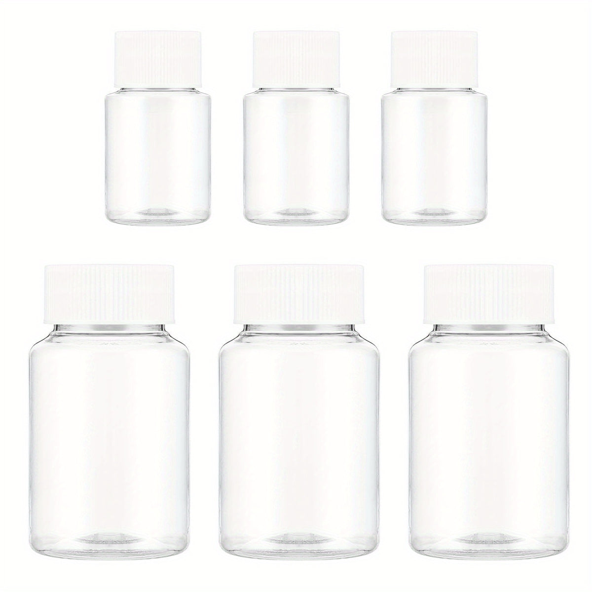 6pcs Clear Pill Bottle 30ml 80ml Empty Plastic Containers Sample Jar with Caps